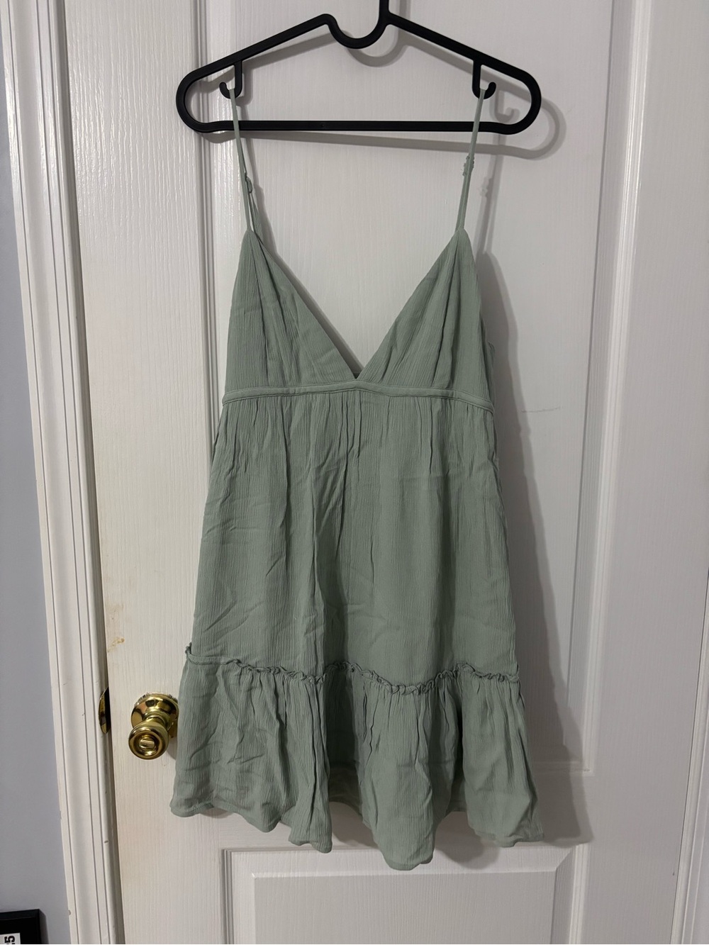 Garage Sage Green Spaghetti Strap V-Neck Sundress